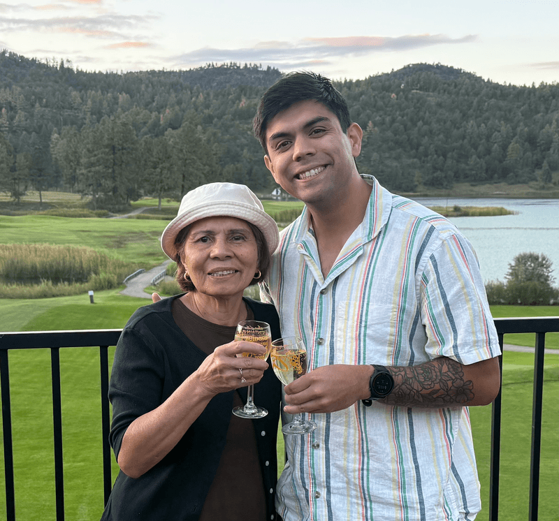 Tahanan founder Luke Patterson shares a moment with his mother.